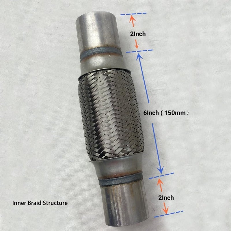 RCCT Flex Pipe Exhaust 2.5Inch Flexible Exhaust Connector/Universal Flex Pipe Coupler With Extension/Inner Braid 10Inch Length(2.5In) - Image 2